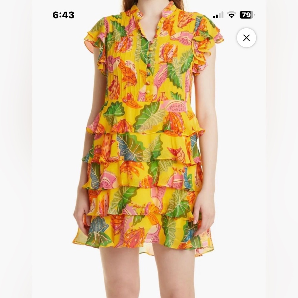 FARM Rio Yellow Beaks and Bananas Mini Dress. NEW without tags